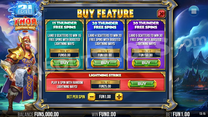 slot 21 Thor Lightning Ways - Acquisto Bonus