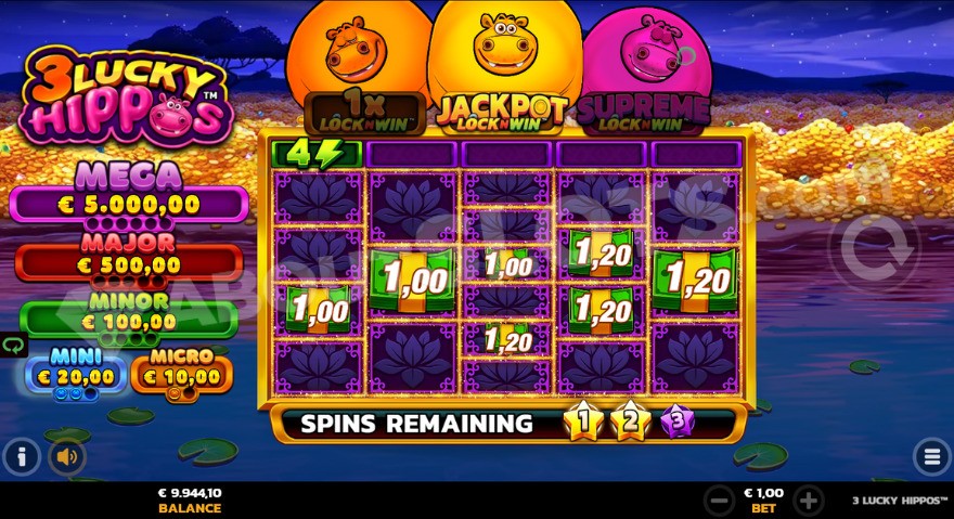 slot 3 Lucky Hippos - Jackpot Lock N' Win