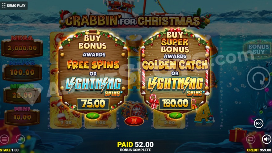 slot Crabbin' for Christmas - Acquisto Bonus
