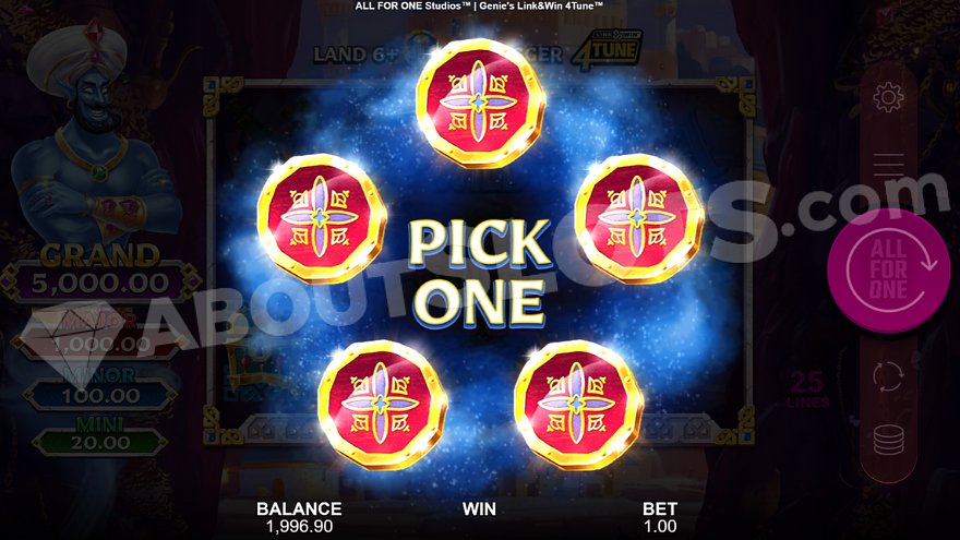 slot Genie’s Link & Win 4Tune - Funzione Bonus Pick