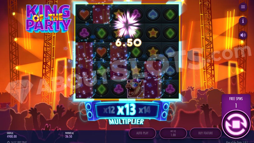 A win with a 13X multiplier in the Free Spins. 